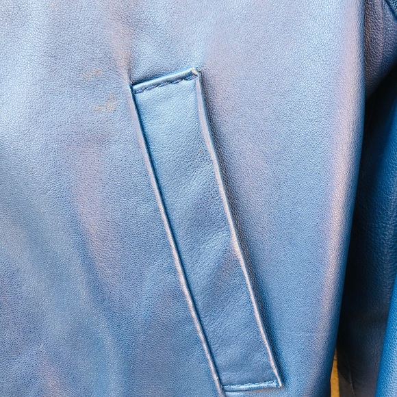 🔥SOLD🔥 Leather Blue Cropped Hoodie Jacket - Picture 6 of 14